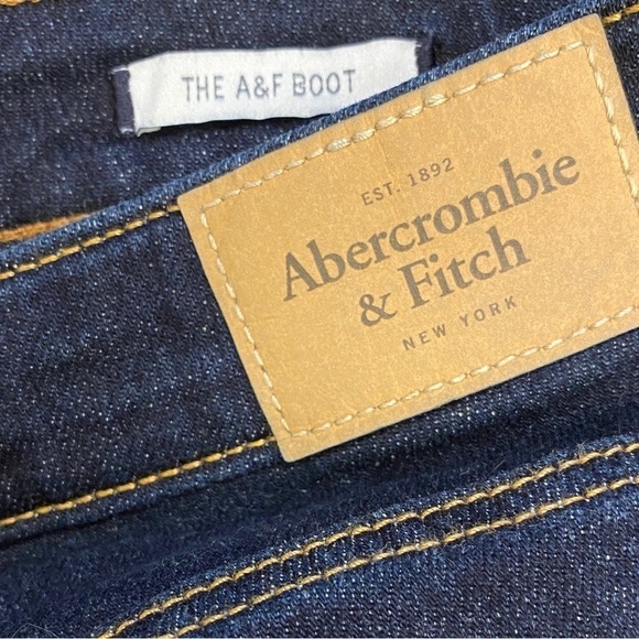 Abercrombie 4 (27) A&F Boot Cut Jeans Sexy Low Rise Dark Indigo Womens Stretch - Picture 10 of 16